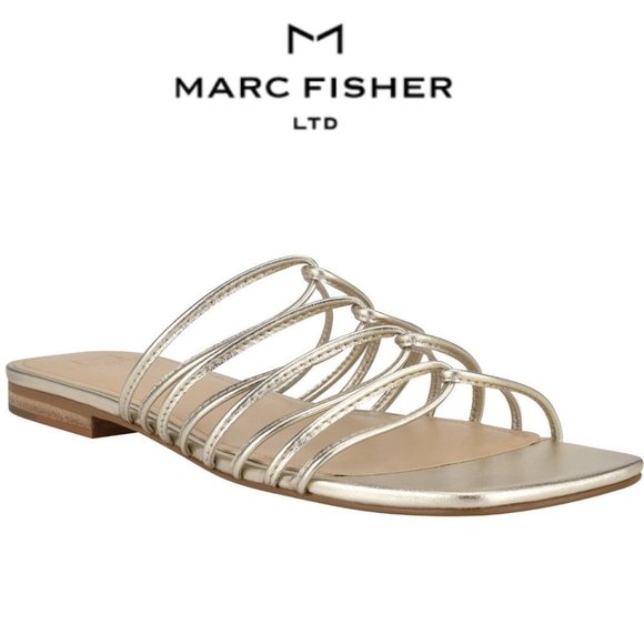 🆕 NEW Women's Marc Fisher Ltd Marcio Slide Sandal, Size 6 and 7 Metallic - Picture 1 of 7